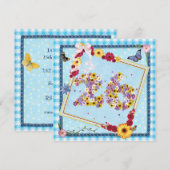 26. Geburtstagsparty Einladung Blume, Schmetterlin (Vorne/Hinten)