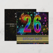 26. Geburtstagsparty Einladung mit Blasen (Vorne/Hinten)