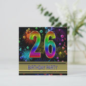 26. Geburtstagsparty Einladung mit Blasen (Stehend Vorderseite)