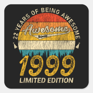 26 Jahre alt 1999 Retro Phantastisch 26. Geburtsta Quadratischer Aufkleber