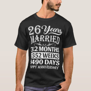 26 Jahre Verheiratet Happy 26. Hochzeitstag T-Shirt