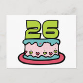 26-jähriger Geburtstagskuchen Postkarte (Vorderseite)