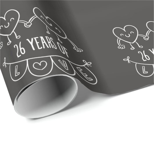 26. Jubiläum Geschenk Chalk Herzen Geschenkpapier (Rolleneckpunkt)