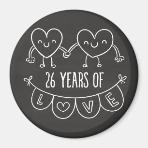 26. Jubiläum Geschenk Chalk Herzen Magnet