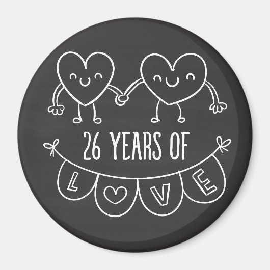 26. Jubiläum Geschenk Chalk Herzen Magnet (Vorne)