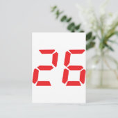 26 sechsundzwanzig rote Wecker digitale Nummer Postkarte (Stehend Vorderseite)