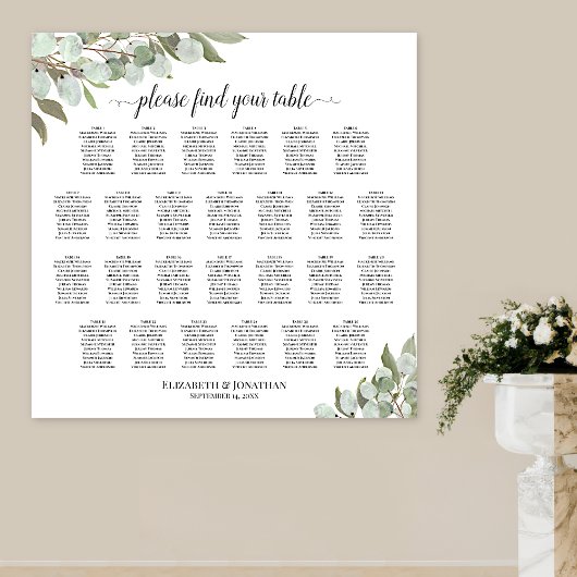 26 Tabelle Rustikale Eukalyptus Hochzeitstabelle Poster