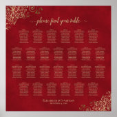 26 Table Gold Frills auf Red Wedding Seating Chart Poster (Vorne)