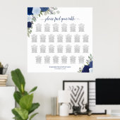 26 Tafelblauer Boho Rose Hochzeitskarte Poster (Heimbüro)