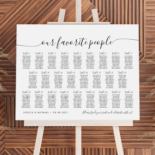 26 Tisch Elegant unsere Lieblings-Sitzkarte Poster