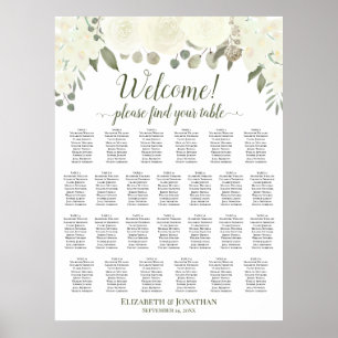 26 Tisch Elfenbein Weiße Rosen Hochzeit Sitzordnun Poster