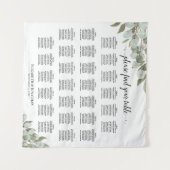 26-Tisch-Rustikal-Eukalyptus-Hochzeits-Sitzplan Wandteppich (Vorderseite (Horizontal))