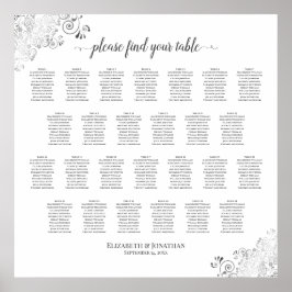 26 Tischdecke Hochzeitskarte Silber Frills Weiß Poster