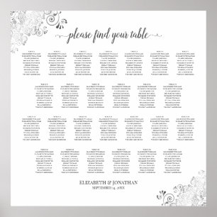 26 Tischdecke Hochzeitskarte Silber Frills Weiß Poster