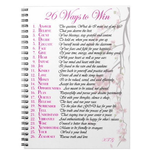 26 Wege zum Gewinnen des Journals - Rosa Notizblock (Vorderseite)