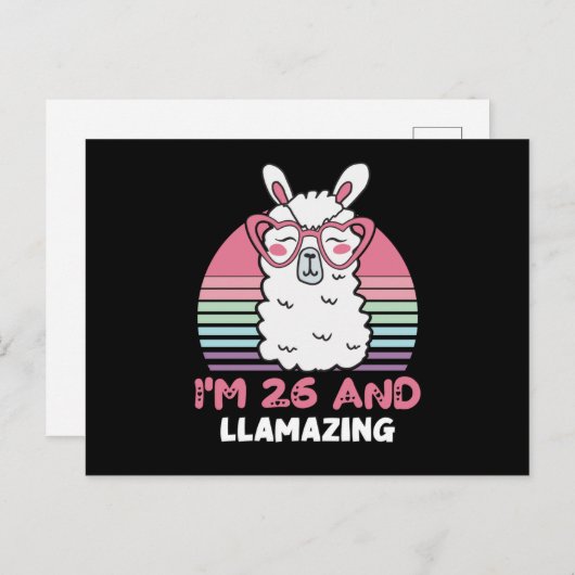 26 Year Old Bday Llamazing 26th Birthday Llama Postkarte (Vorne/Hinten)