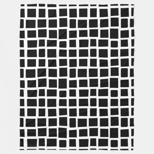 270215 Unregelmäßige Rechtecke - Schwarz auf Weiß Fleecedecke (Vorderseite)