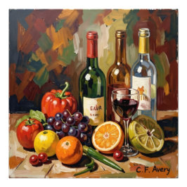 27.03" x 27.03" Still Life Wine Fruit  Fotodruck