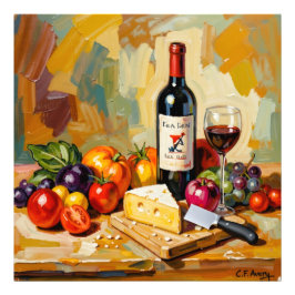 27.03" x 27.03" Wine Fruit Cheese Fotodruck