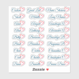 27 Benutzerdefinierte Gästeliste Namen Blue Red He Aufkleber