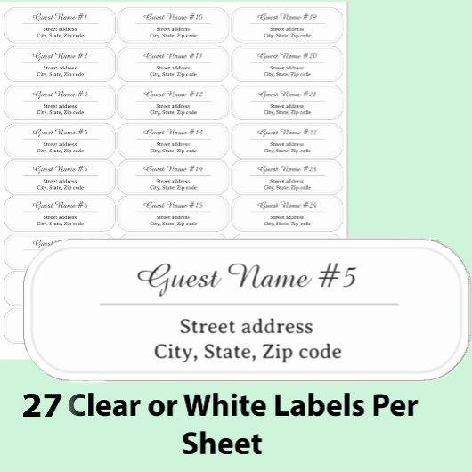 27 Custom Clear or White Wedding Guest Address  Aufkleber