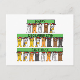 27. Dezember Geburtstag Cartoon Katzen. Postkarte