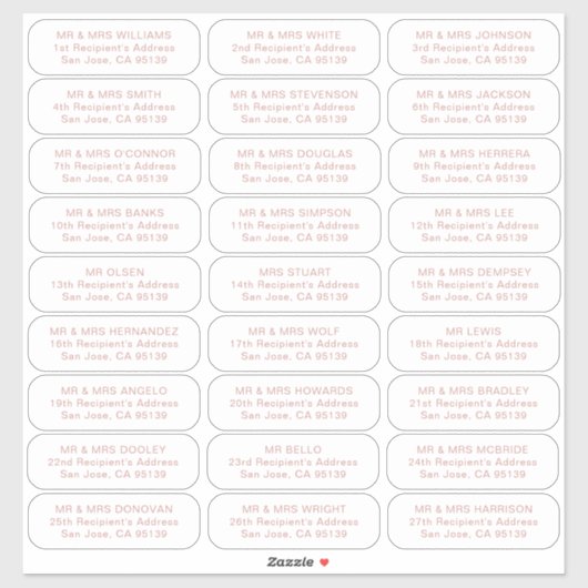 27 Empfänger einfache Hochzeitsgäste adressieren L Aufkleber (Blatt)