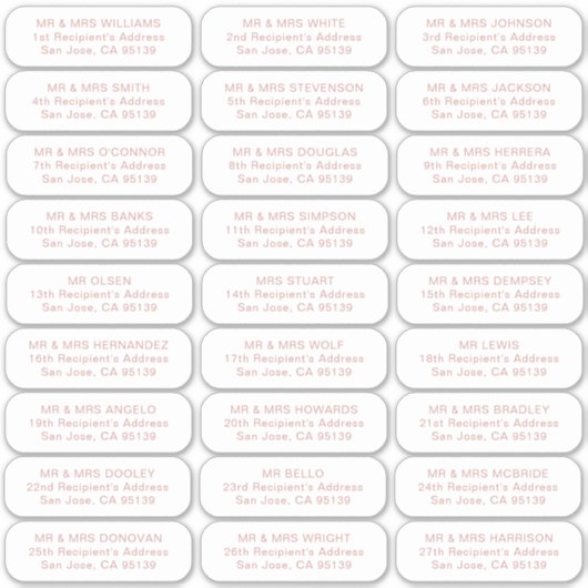 27 Empfänger einfache Hochzeitsgäste adressieren L Aufkleber (Vorderseite)