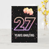 27. Geburtstag Ballons und Confetti Karte (Gelbe Blume)