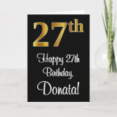 27. Geburtstag ~ Elegante Luxuriöse Imitate Gold L Karte (Vorderseite)