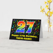 27. Geburtstag: Farbige Musiksymbole & Regenbogen Karte (Gelbe Blume)