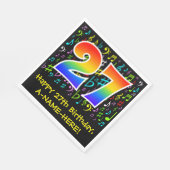 27. Geburtstag - Farbige Musiksymbole, Regenbogen Serviette (Ecke)