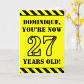 27. Geburtstag: Fun Stencil Style Text, Individuel Karte (Gelbe Blume)