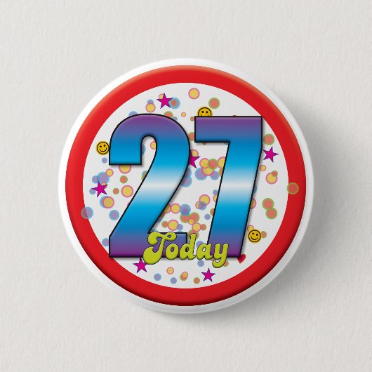 27. Geburtstag heute v2 Button (Vorderseite)