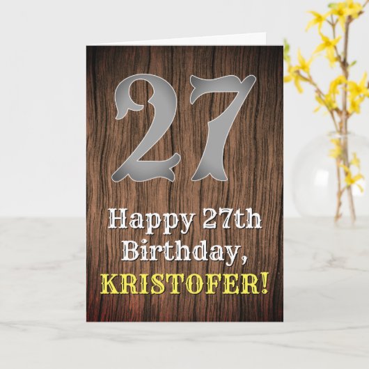 27. Geburtstag: Inspirierter Country Western Look, Karte (Gelbe Blume)