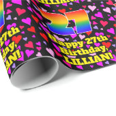 27. Geburtstag: Loving Hearts Pattern, Regenbogen Geschenkpapier (Rolleneckpunkt)