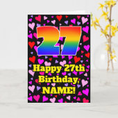 27. Geburtstag: Loving Hearts Pattern, Regenbogen Karte (Gelbe Blume)