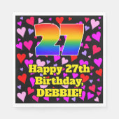 27. Geburtstag: Loving Hearts Pattern, Regenbogen  Serviette (Vorderseite)