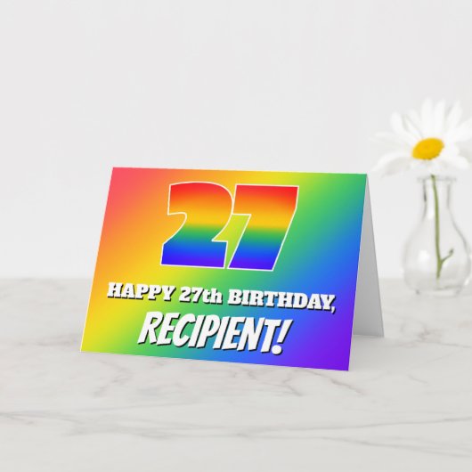 27. Geburtstag: mehrfarbiges Regenbogenmuster # 27 Karte (Kleine Pflanze)