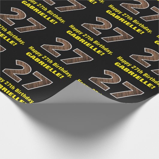27. Geburtstag: Name & Imitate HolzkörnPattern "27 Geschenkpapier (Ecke)