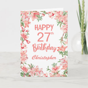 27. Geburtstag Pink Peach Peonies Aquarell Floral Karte