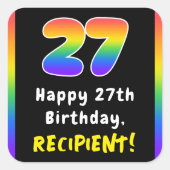27. Geburtstag: Rainbow Spectrum # 27, Individuell Quadratischer Aufkleber (Vorderseite)