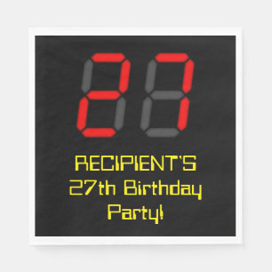 27. Geburtstag: Red Digital Clock Style "27" + Nam Serviette