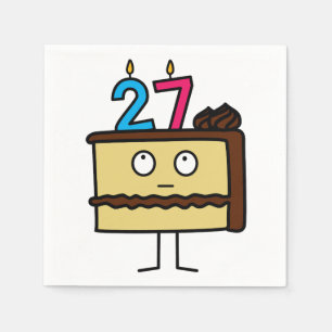 27. Geburtstags-Kuchen mit Kerzen Serviette