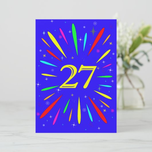 27. Geburtstagsparty Einladung Explosion (Stehend Vorderseite)