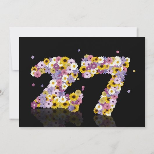 27. Geburtstagsparty mit Blumenbriefen Einladung (Vorderseite)