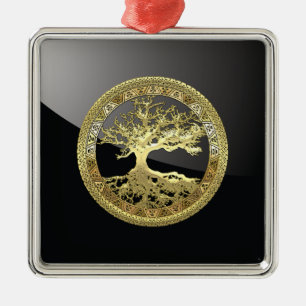 [27] Goldener keltischer Baum des Lebens Silbernes Ornament