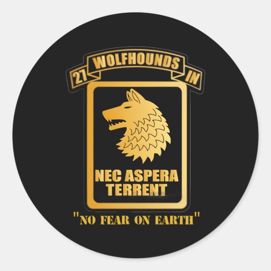 27. Infanterie Regit Wolfhounds Nec Aspera Terrent Runder Aufkleber (Vorderseite)