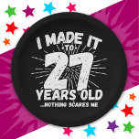 27 Jahre alt Sarcastic Meme Funny 27. Geburtstag Pappteller<br><div class="desc">Dieses witzige 27. Geburtstagsdesign macht einen sarkastischen Spaß-Witz oder ein Novum-Gag-Geschenk für ein 27-jähriges Geburtstagsthema oder überraschend 27. Geburtstagsparty! Das "I made it to 27 Years Old.. Nothing Scares Me" lustige 27. Geburtstagsmeme,  die viel Lachen von Familie,  Freunden,  Party und dem Geburtstagskind oder dem Typ bekommen wird!</div>