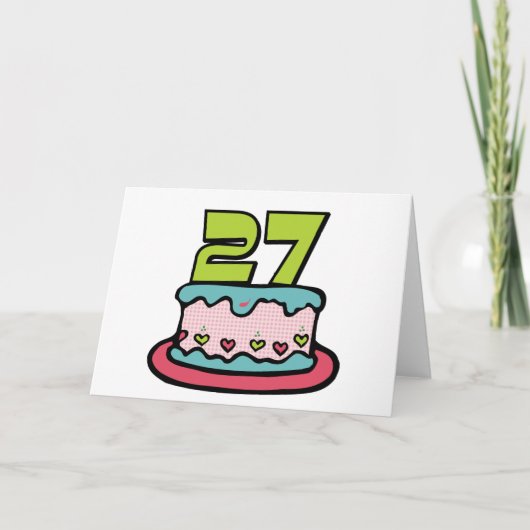 27 Jahre alter Geburtstagskuchen Karte (Vorderseite)